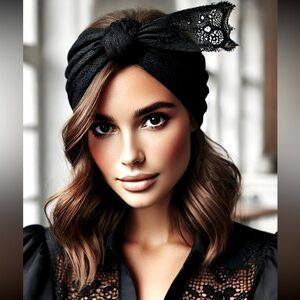 Fashion knotted lace stretchy Headband Large